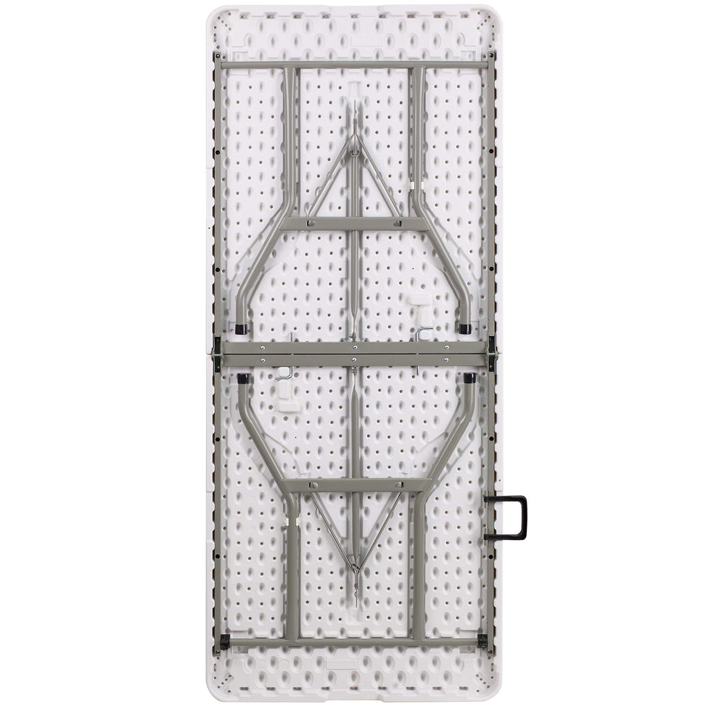 6-Foot Bi-Fold Granite White Plastic Folding Table with Carrying Handle B714833