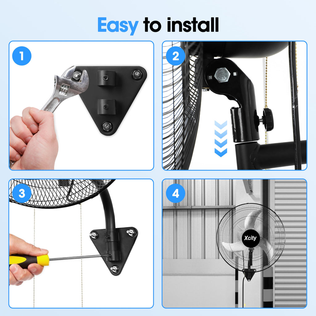20 inch Industrial Wall Mounted Oscillating Fan, 3-Speed, 5500 CFM, Black G1914