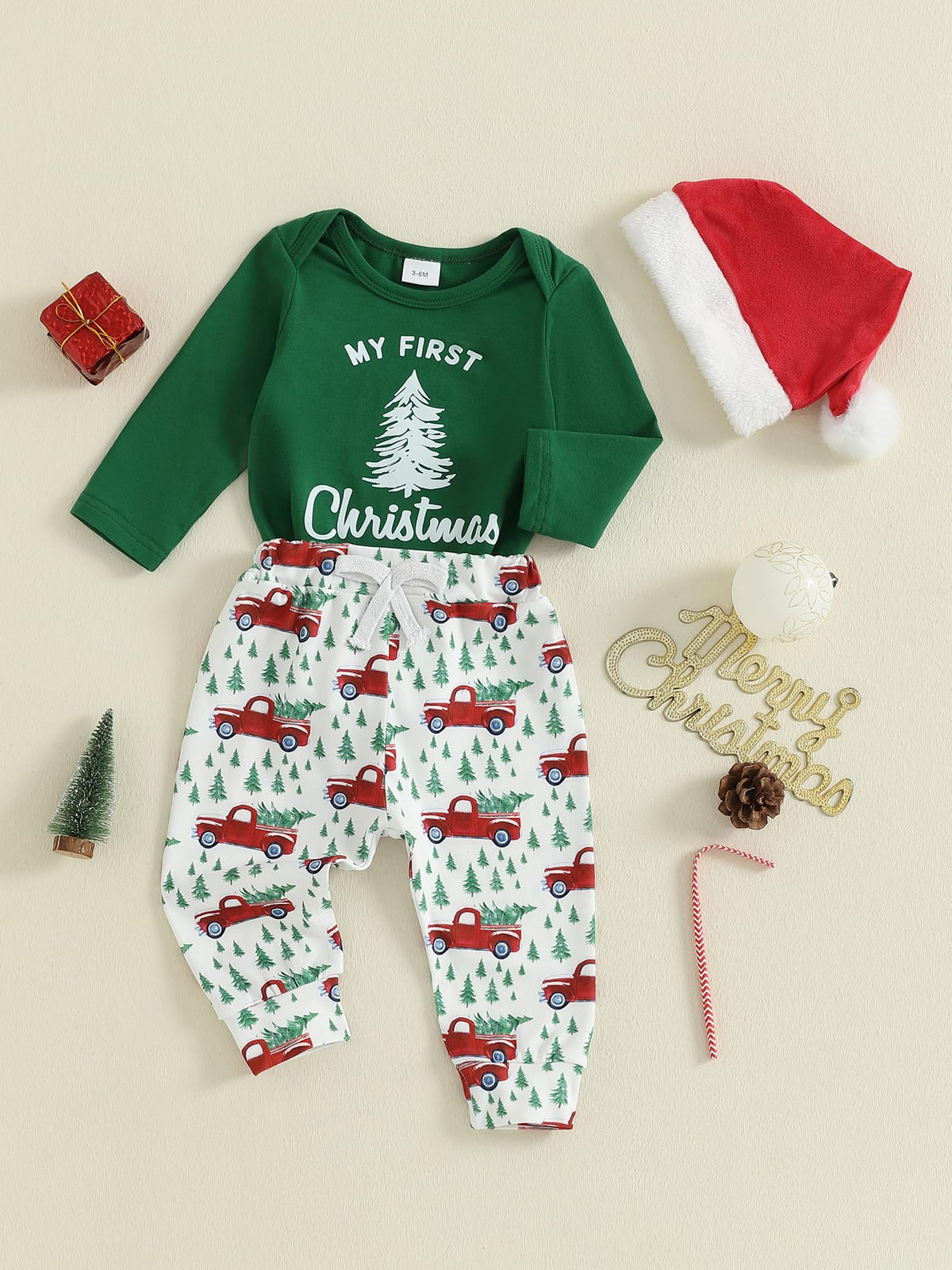Christmas Baby Boy Outfit Newborn Romper Pant Headband H579