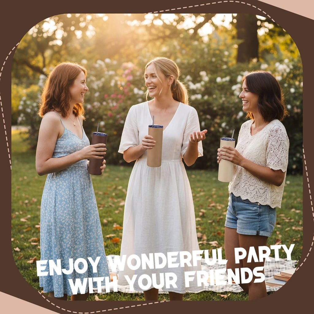 8 Pcs 20oz Insulated Stainless Steel Tumbler with Lid and Straw R90897