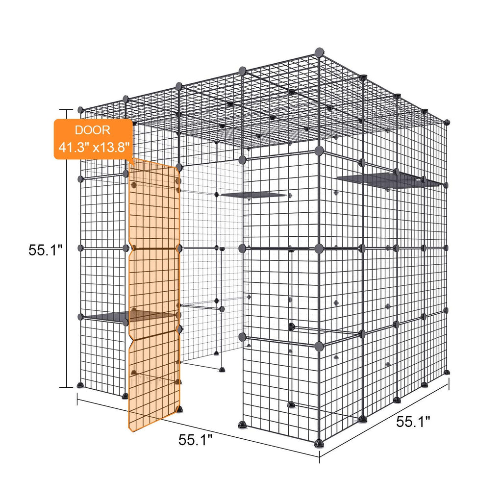 Large Cat Cage Indoor Enclosure Playpen Metal Wire Kennels Crate 55L x 55W x 55H Inchs E234