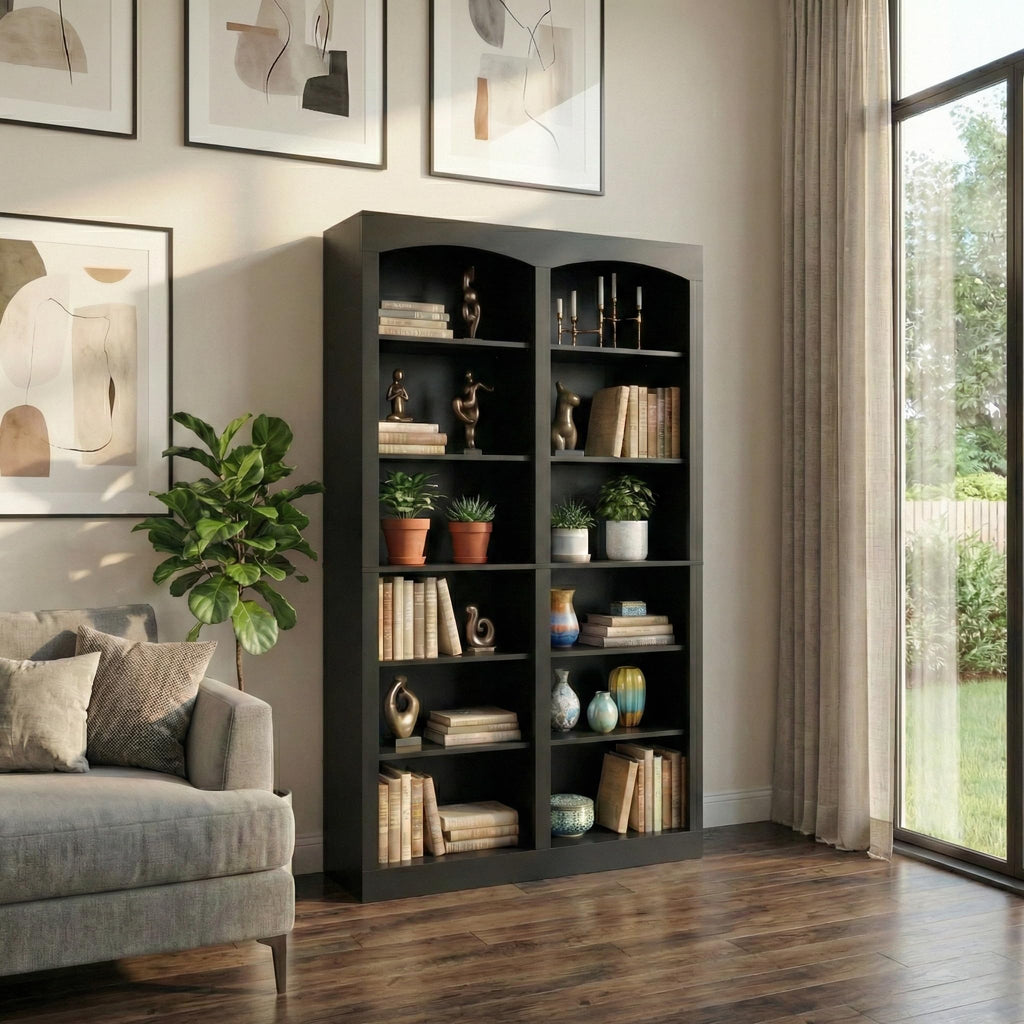 71" Tall Black 12-Tier Wood Bookcase J68131