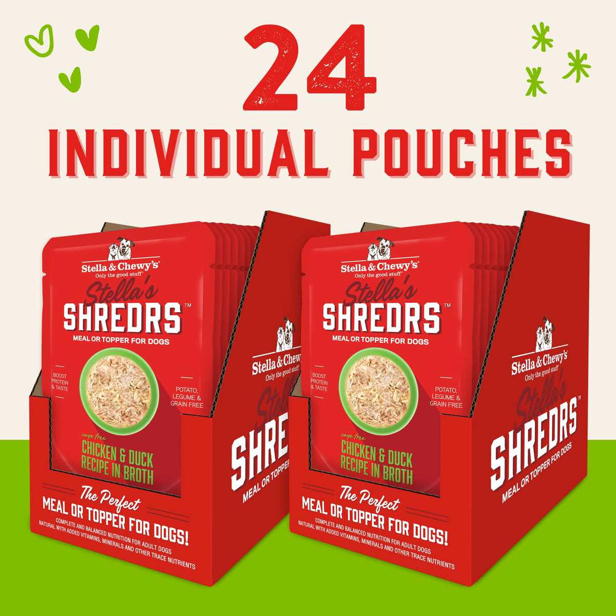 Chicken & Duck Dog Food Pouches 24 Pack 2.8 oz E7054