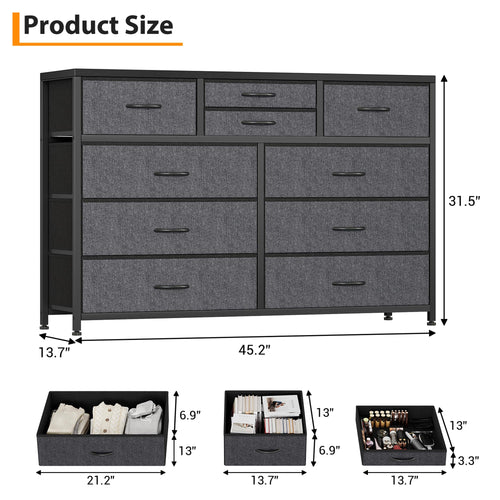10 Drawer Fabric Dresser with Wood Top J77447
