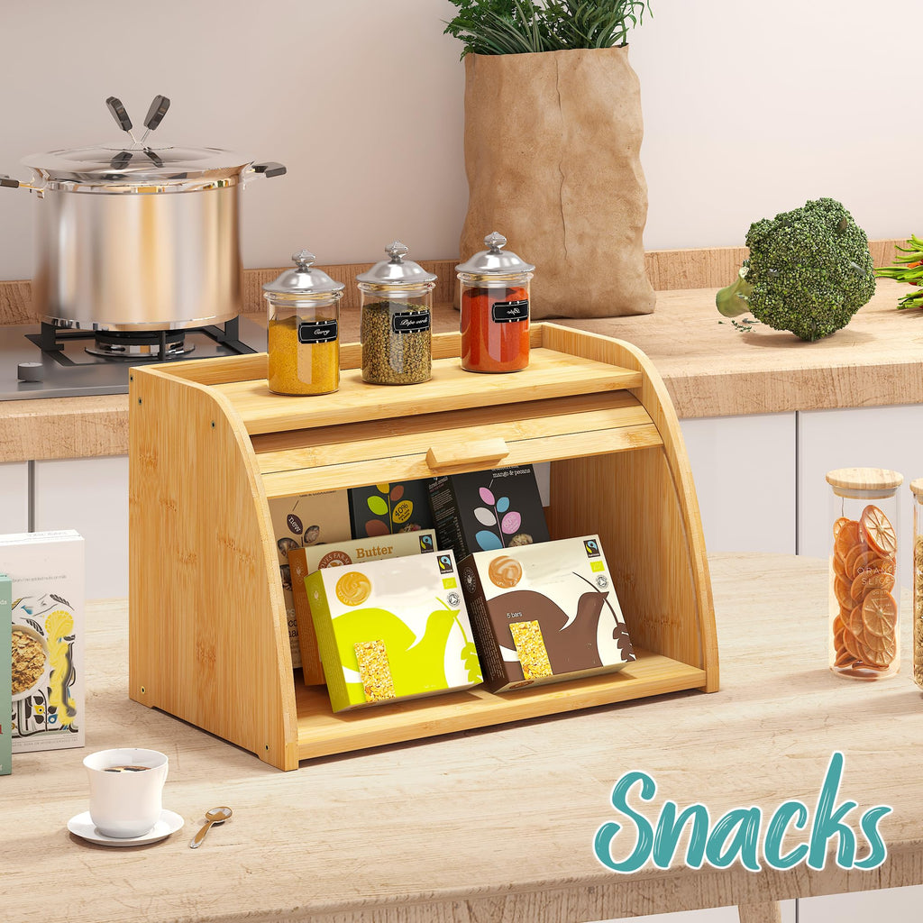 Large Bamboo Wood Bread Box F2235