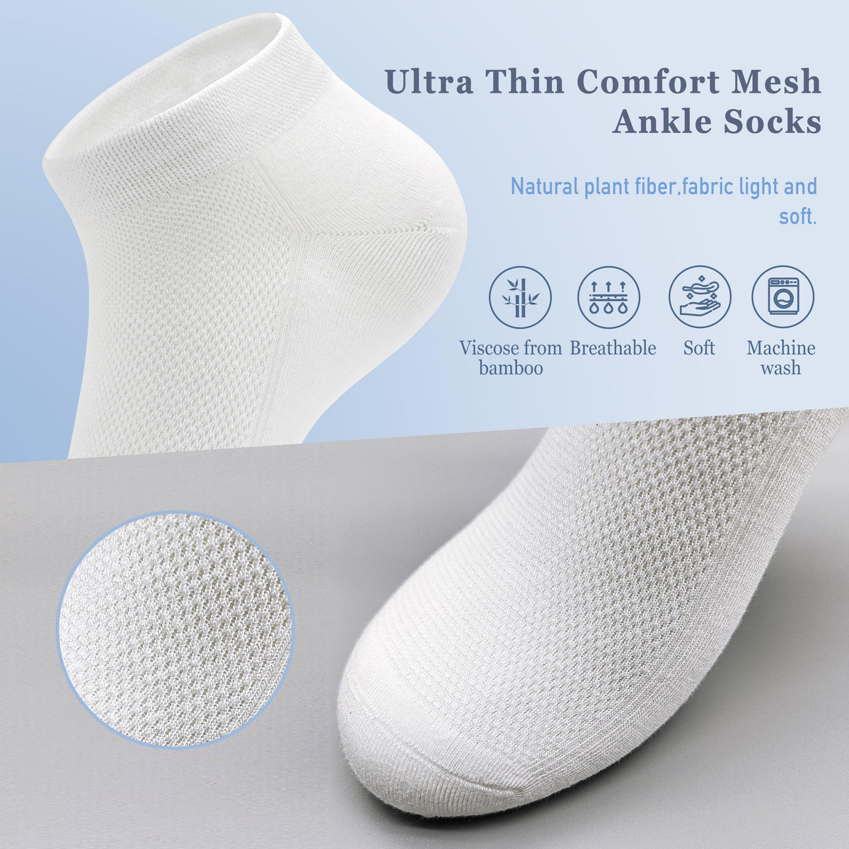 Viscose Bamboo Mesh Ankle Socks 5 Pairs Q560