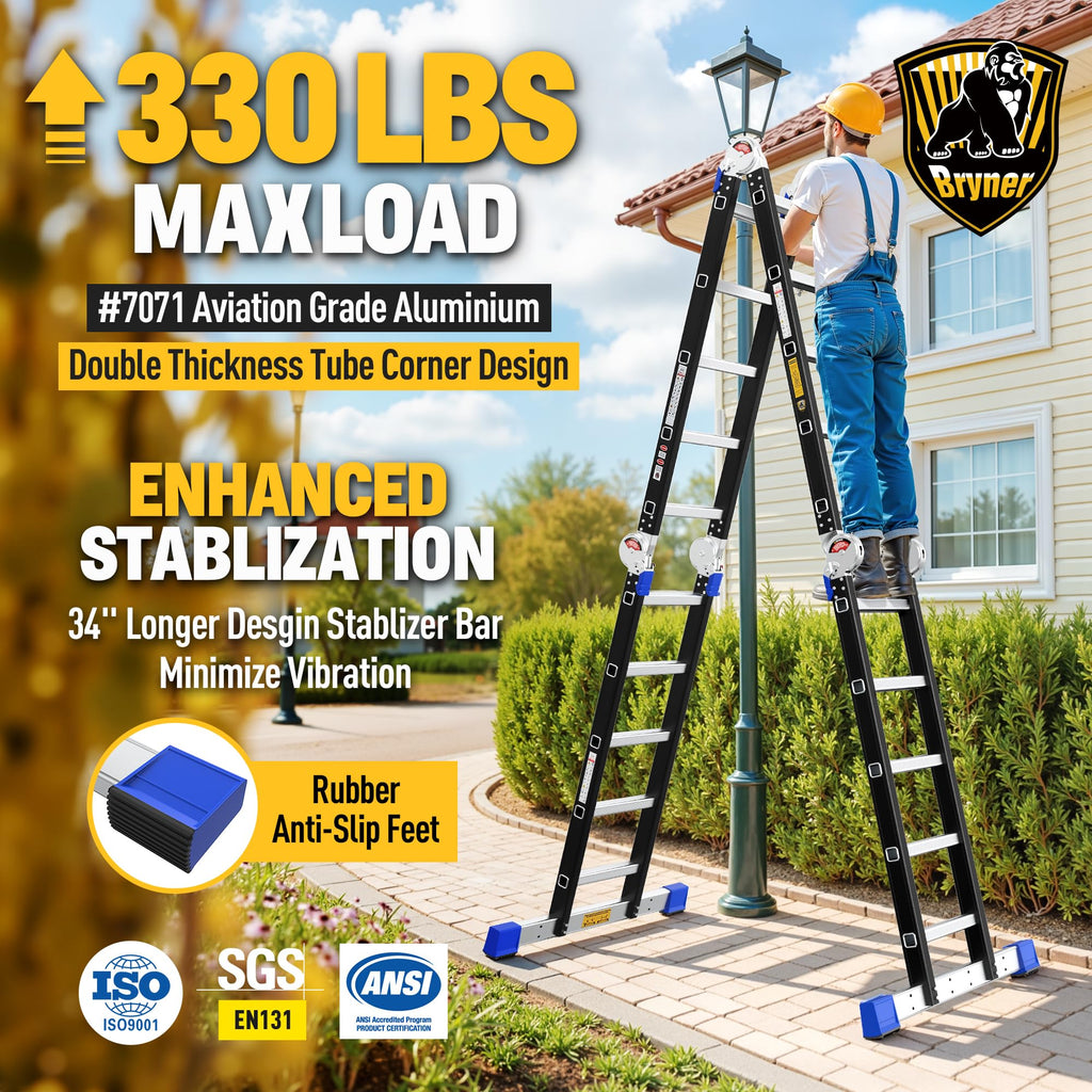 Aluminium 7 in 1 Extension Ladder 19.6Ft 330lbs X20211