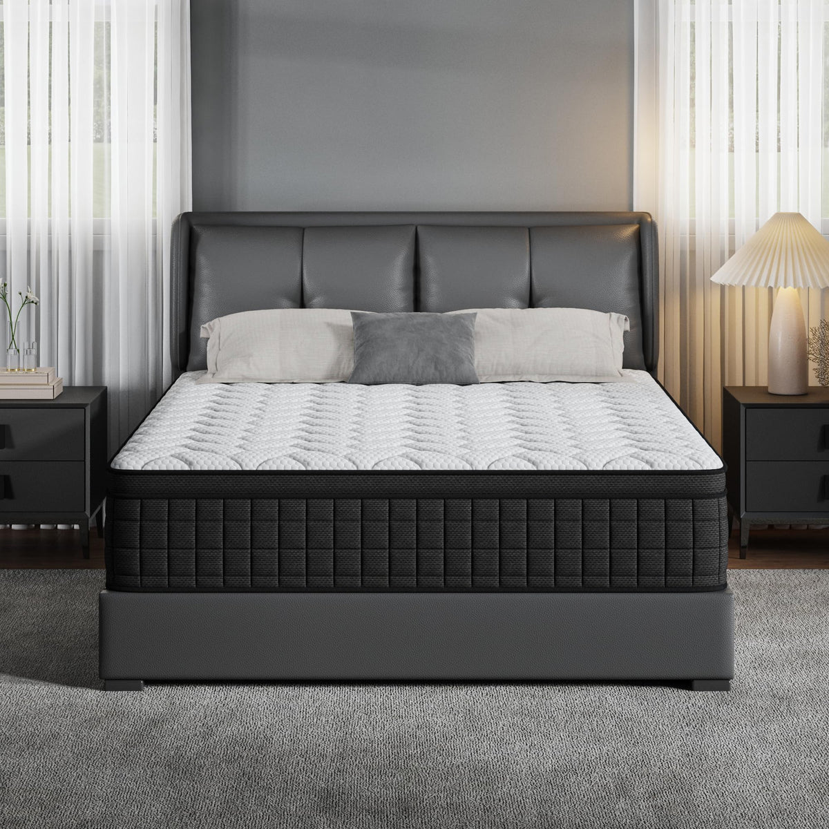 Queen 12 Inch Memory Foam Hybrid Pocket Spring Medium Firm Mattress Y877