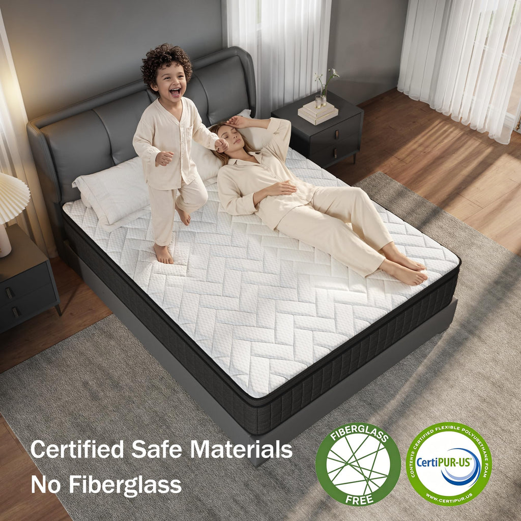 Queen 12 Inch Memory Foam Hybrid Pocket Spring Medium Firm Mattress Y877