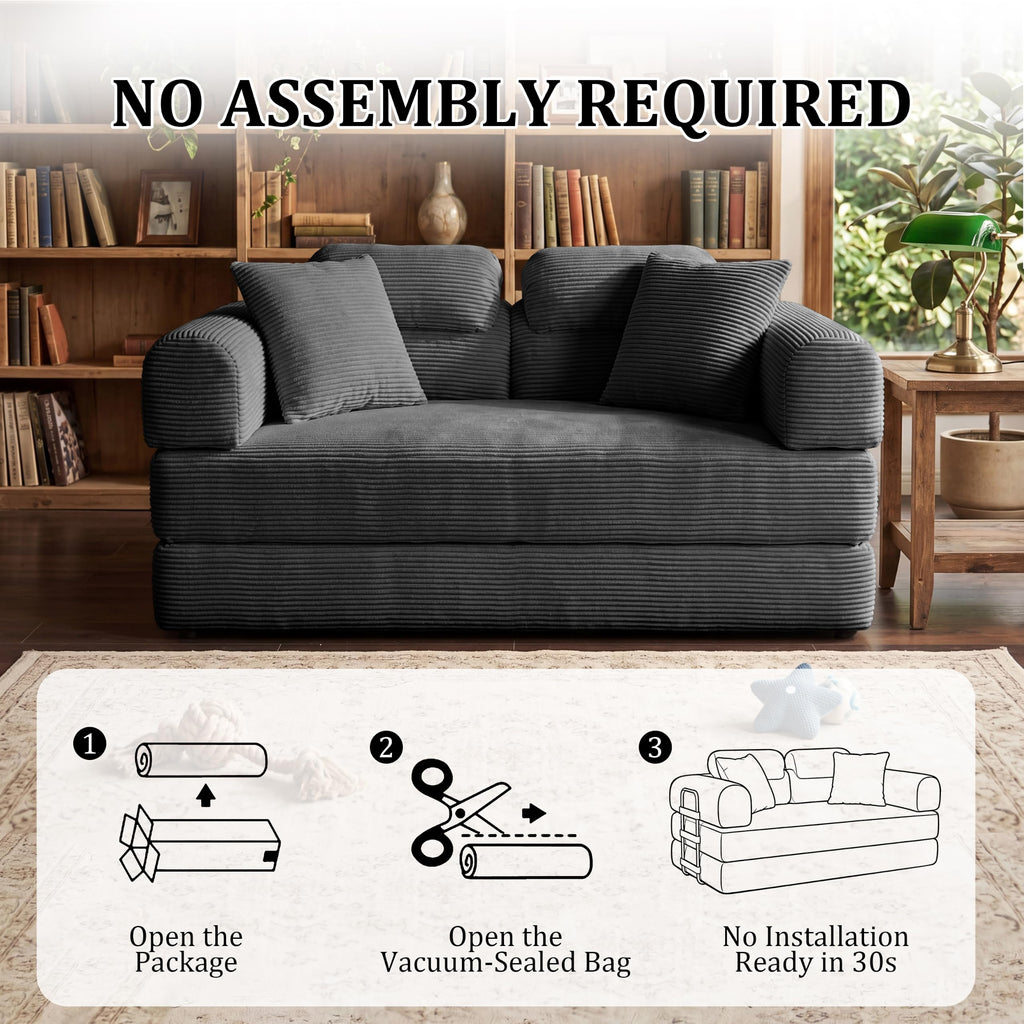 Pink Convertible Sofa Bed with 4 Pillows O27260