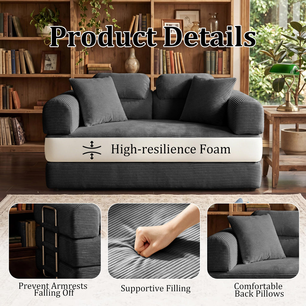 Pink Convertible Sofa Bed with 4 Pillows O27260