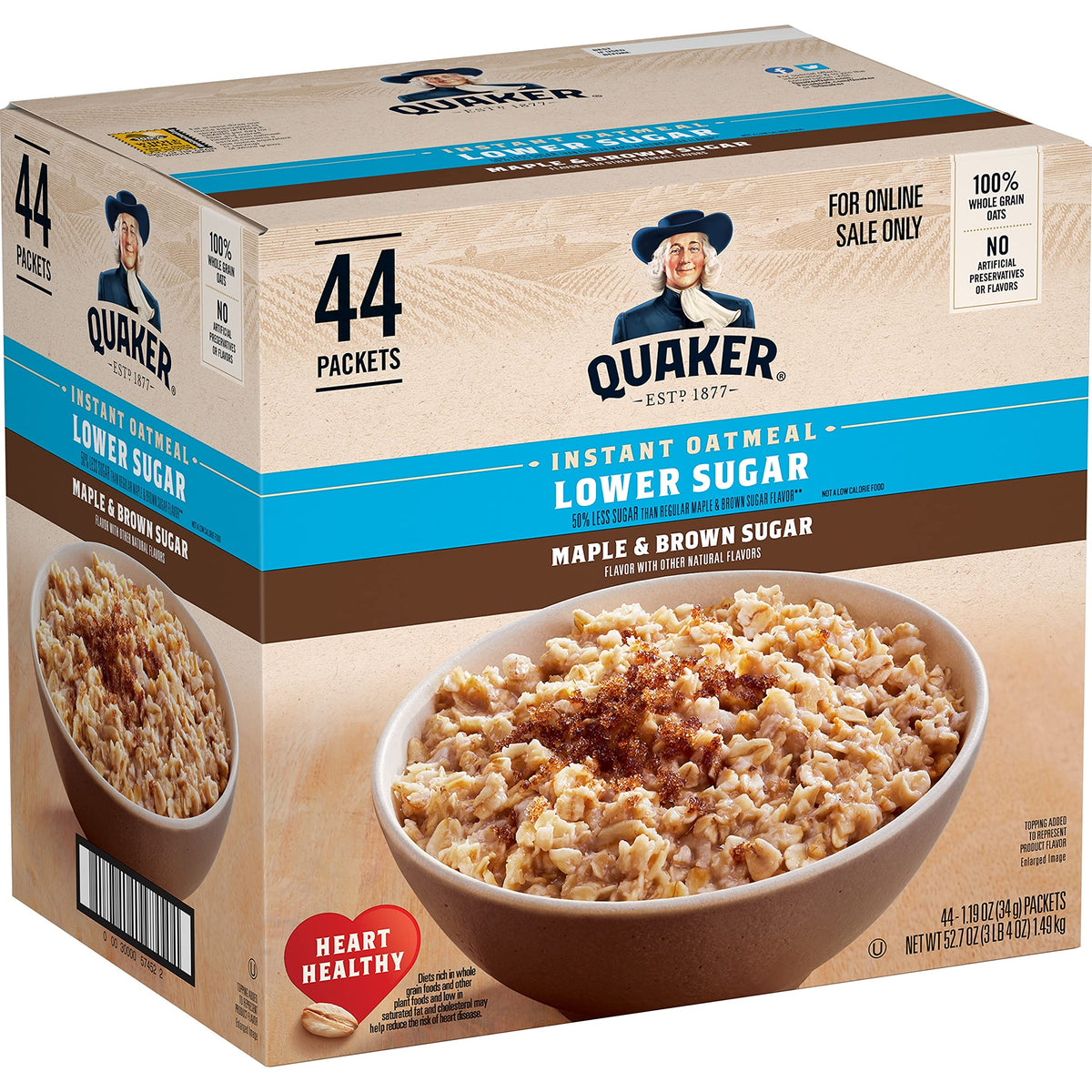 Instant Oatmeal Maple & Brown Sugar 1.19 Oz Pack of 44 Y85881