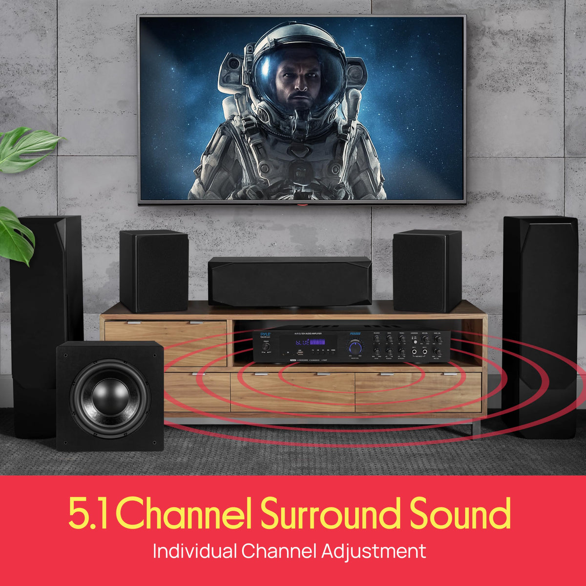 5.1 Channel Home Entertainment Amplifier with Dual Mic Inputs M552