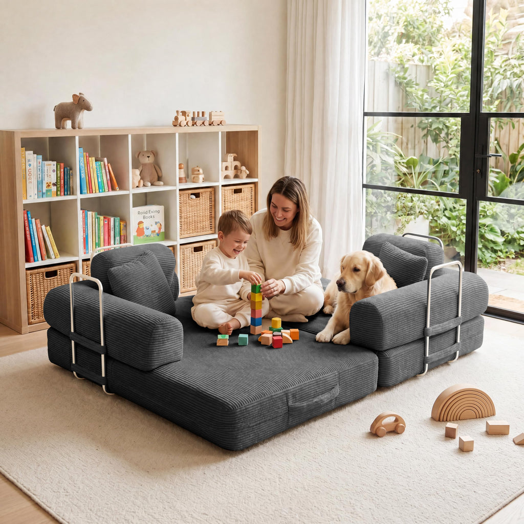 Pink Convertible Sofa Bed with 4 Pillows O27260