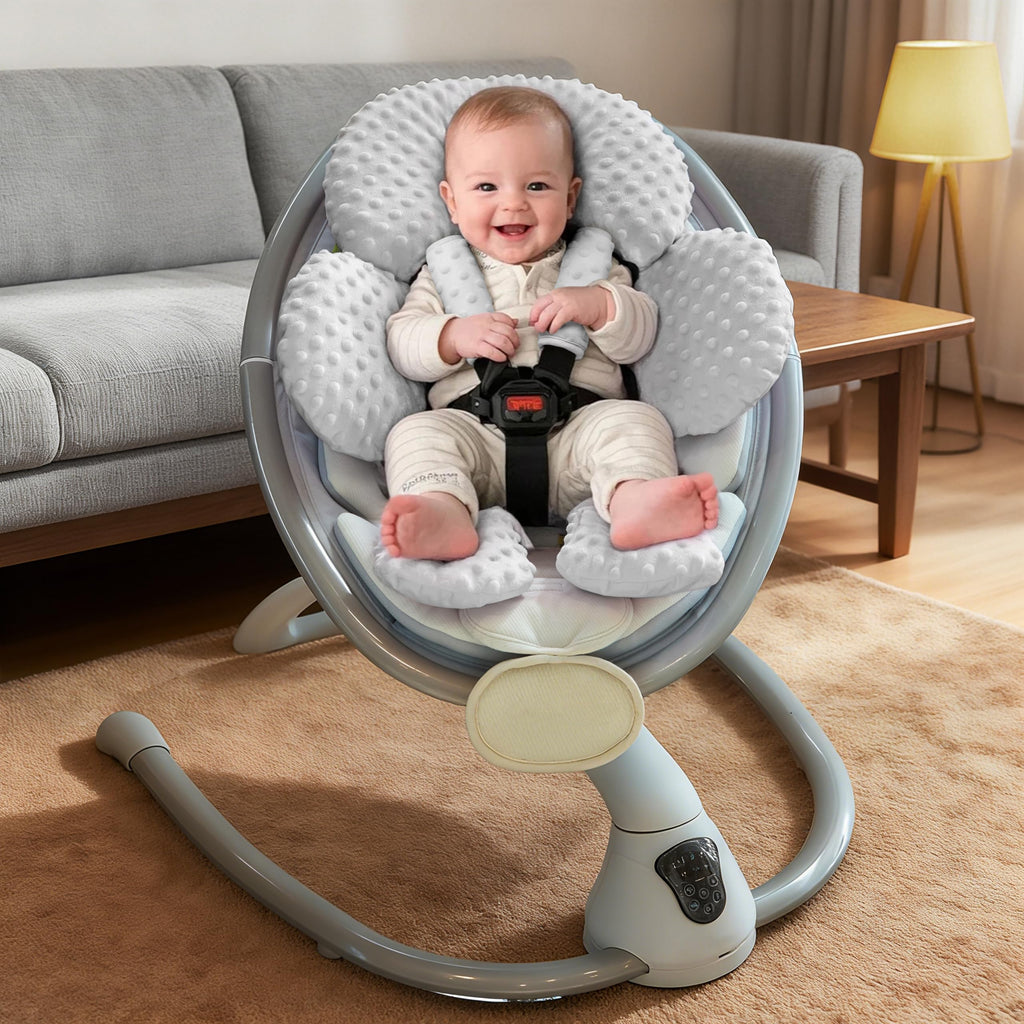 Infant Car Seat Head Neck Body Support, Ultra-Soft Minky Microfiber, 2-in-1 Reversible, Gray H19010