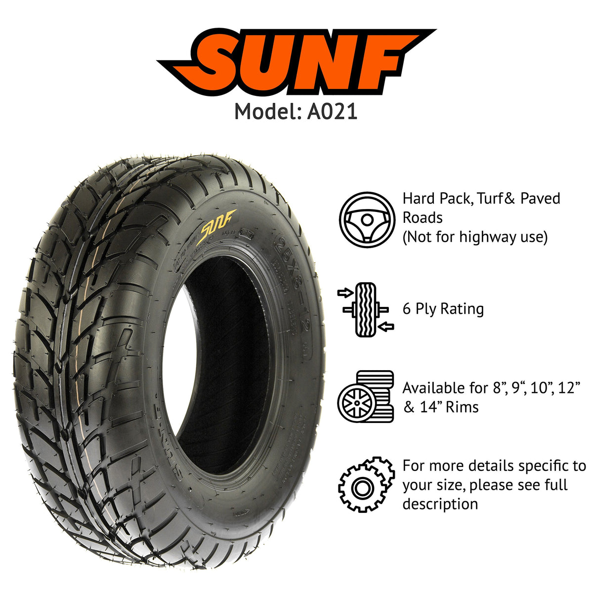 20x7-8 ATV UTV Tire 6 PR Pair of 2 P473