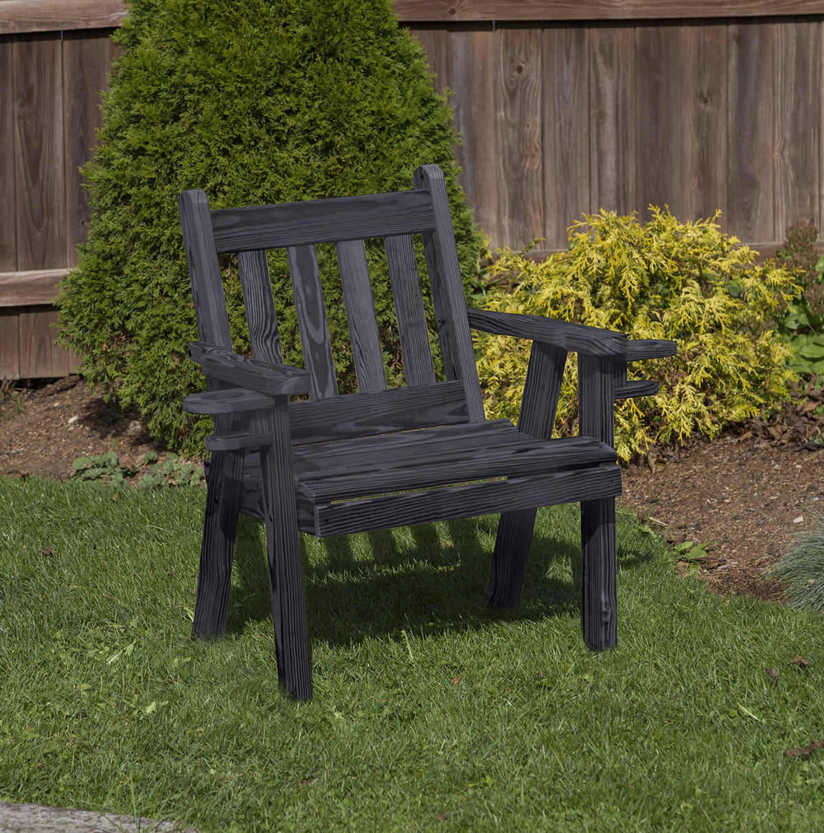 Pressure Treated Outdoor Bench with Cup Holders D931138